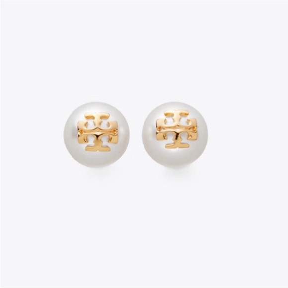 NWOT Tory Burch Crystal Pearl Stud Earrings - Picture 1 of 6